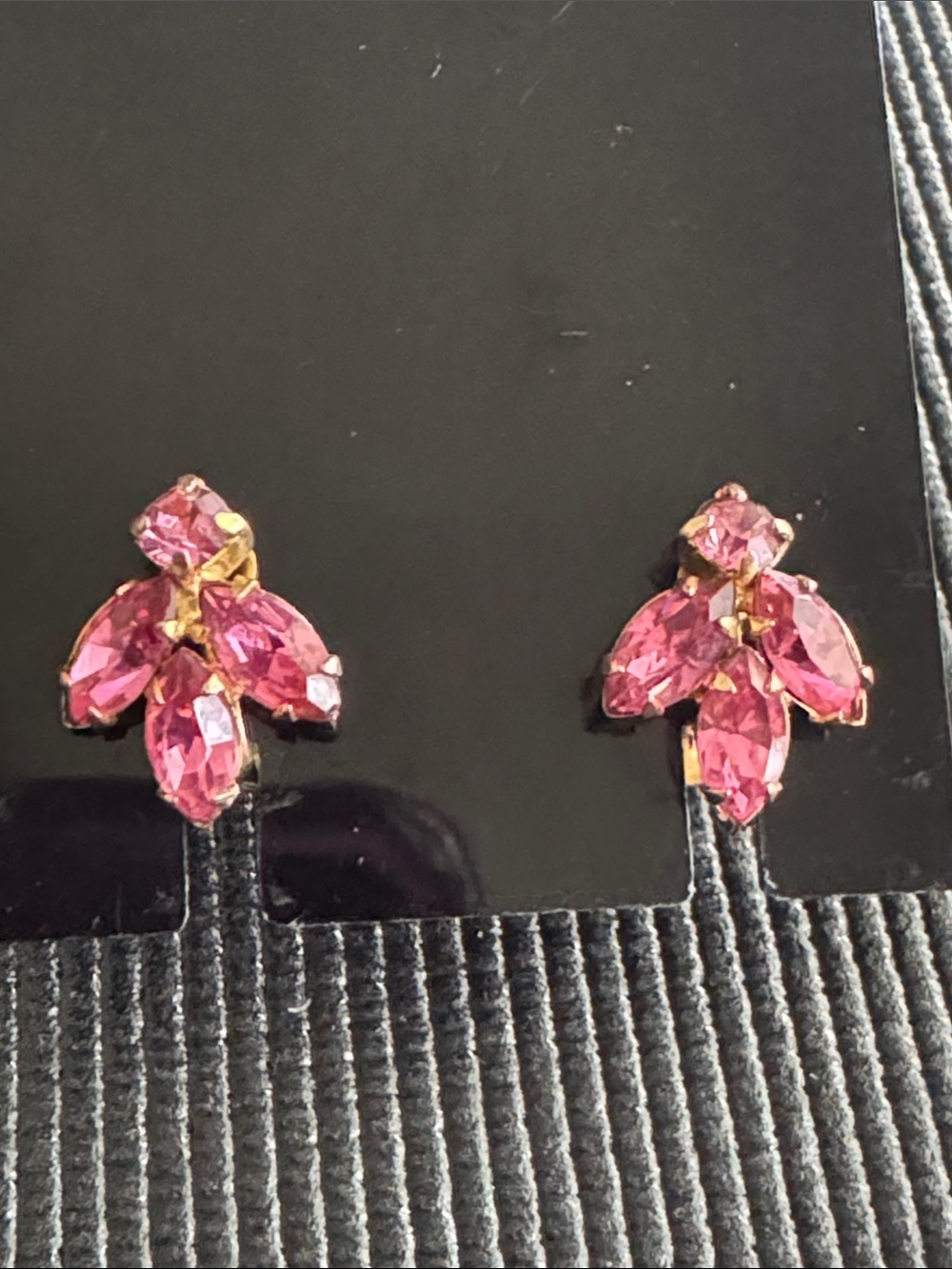 Vintage Sherman Pink Rhinestone Screwback Earrings